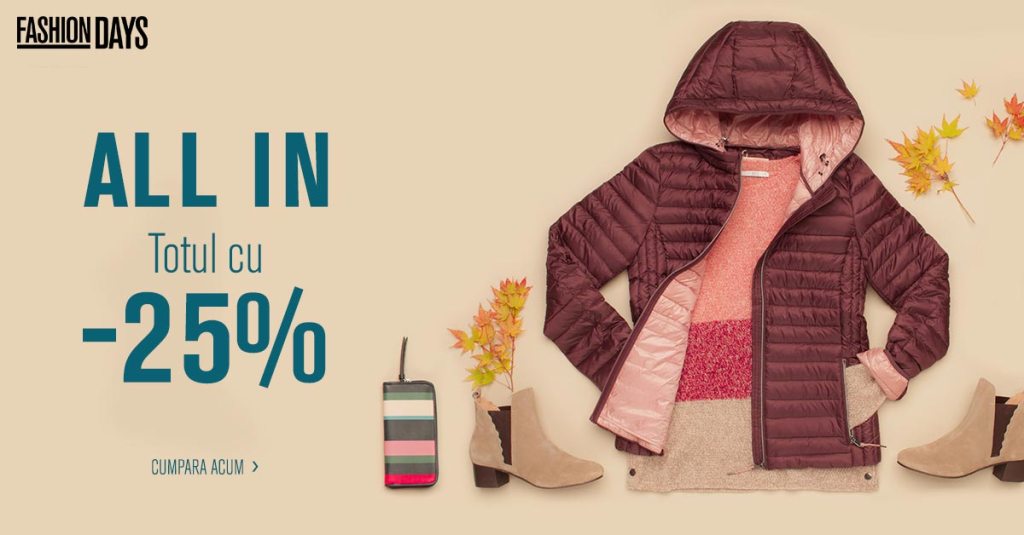 Alege cu 25% reducere – articole fashion de toamna pentru femei, copii,&nbsp;barbati