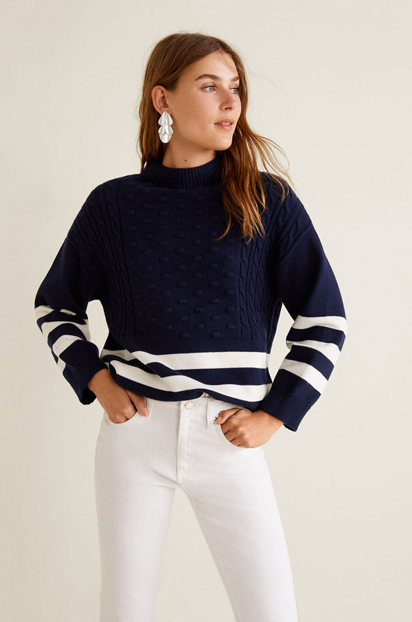 Mango -pulover bleumarin-cu-alb-pentru-femei