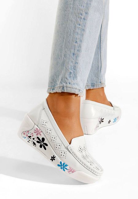 Mocasini-piele-naturala-alb