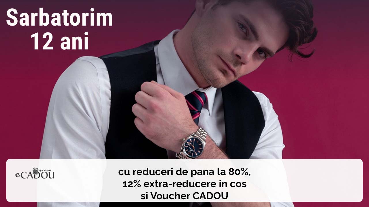 e-Cadou sarbatoreste 12 ani de existenta pe piata si ofera reduceri aniversare de pana la 85%. In plus, va oferi clientilor 12% extra reducere