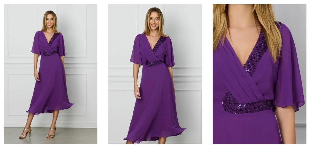 Recomandarea zilei: Rochia Luana Mov cu Paiete – masuri&nbsp;mari