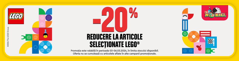 20% Reducere la seturile LEGO® preferate! Oferă-le celor mici bucuria&nbsp;creativității!